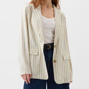 Gap Factory Relaxed Stripe Linen-Blend Blazer - Pin stripe chalk in XS NWT